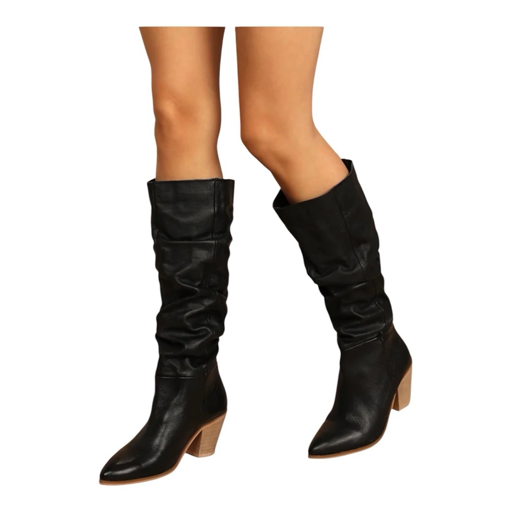 Matisse Remi Black Leather Pointed-Toe Knee-High Black Boots 7.5M Chic MSRP $180